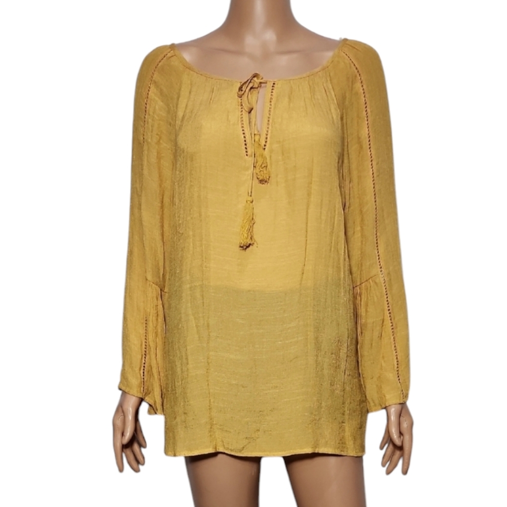 COUNTERPARTS Womens Blouse Tunic Top Shirt Mustard Size L Large‎ RETAIL $48